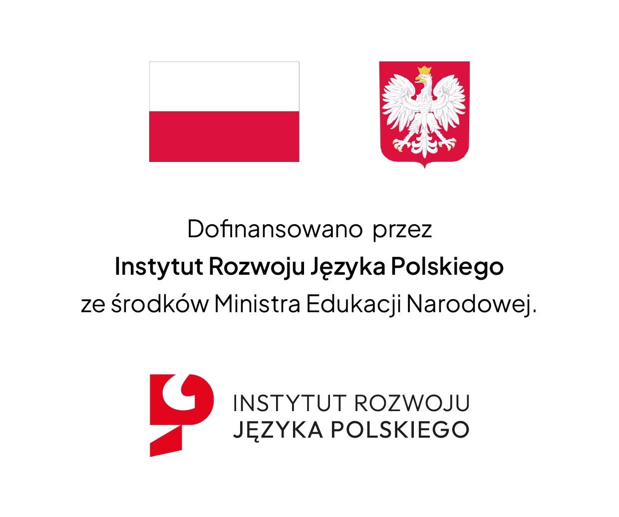 flaga oraz godlo Polski wraz z tytulem projektu