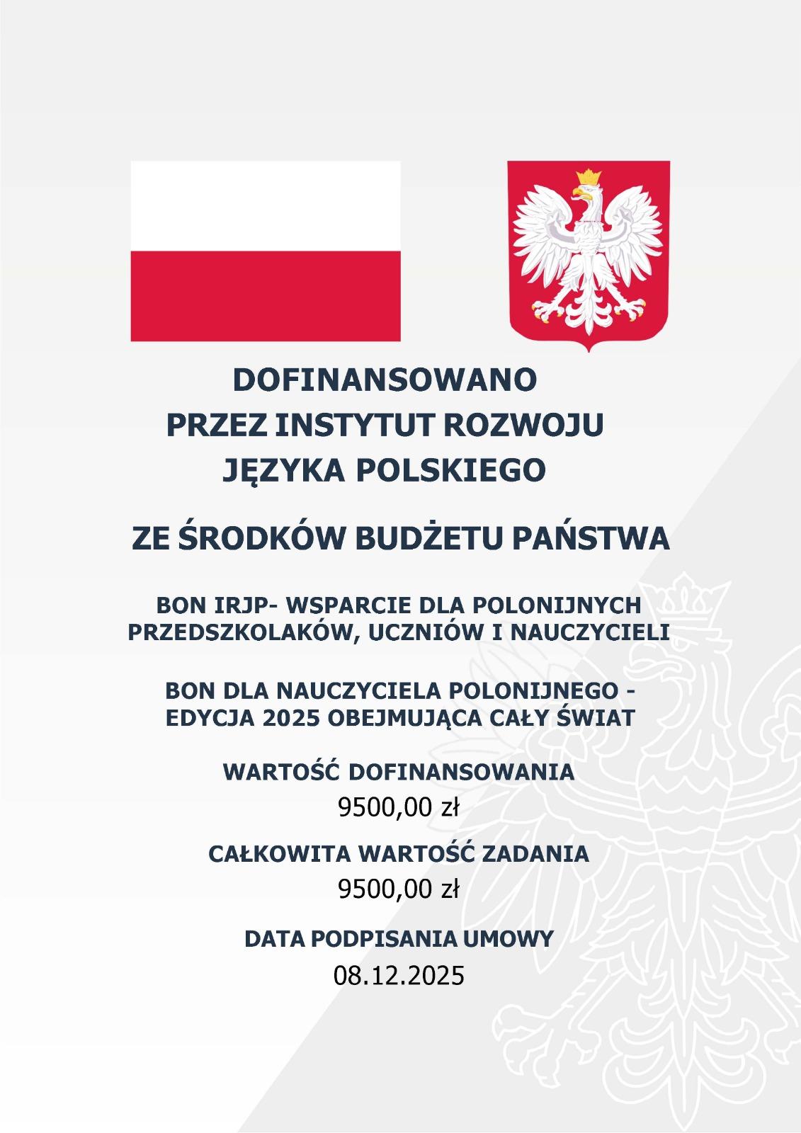 flaga oraz godlo Polski wraz z tytulem projektu